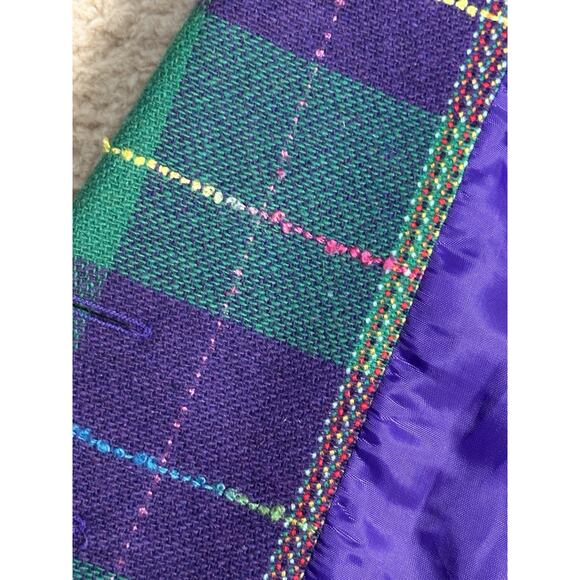 Vtg 90s Cropped Blazer Women Jr Sz 13/14 Plaid Tweed Academia Y2K Clueless Retro - Picture 4 of 16